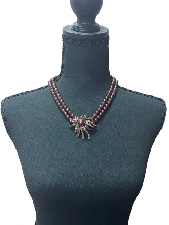 HEID DAUS “SUBLIME STAR” 2 STRANDS CRYSTAL DROP BEADED NECKLACE & Earrings Set - Picture 7 of 12